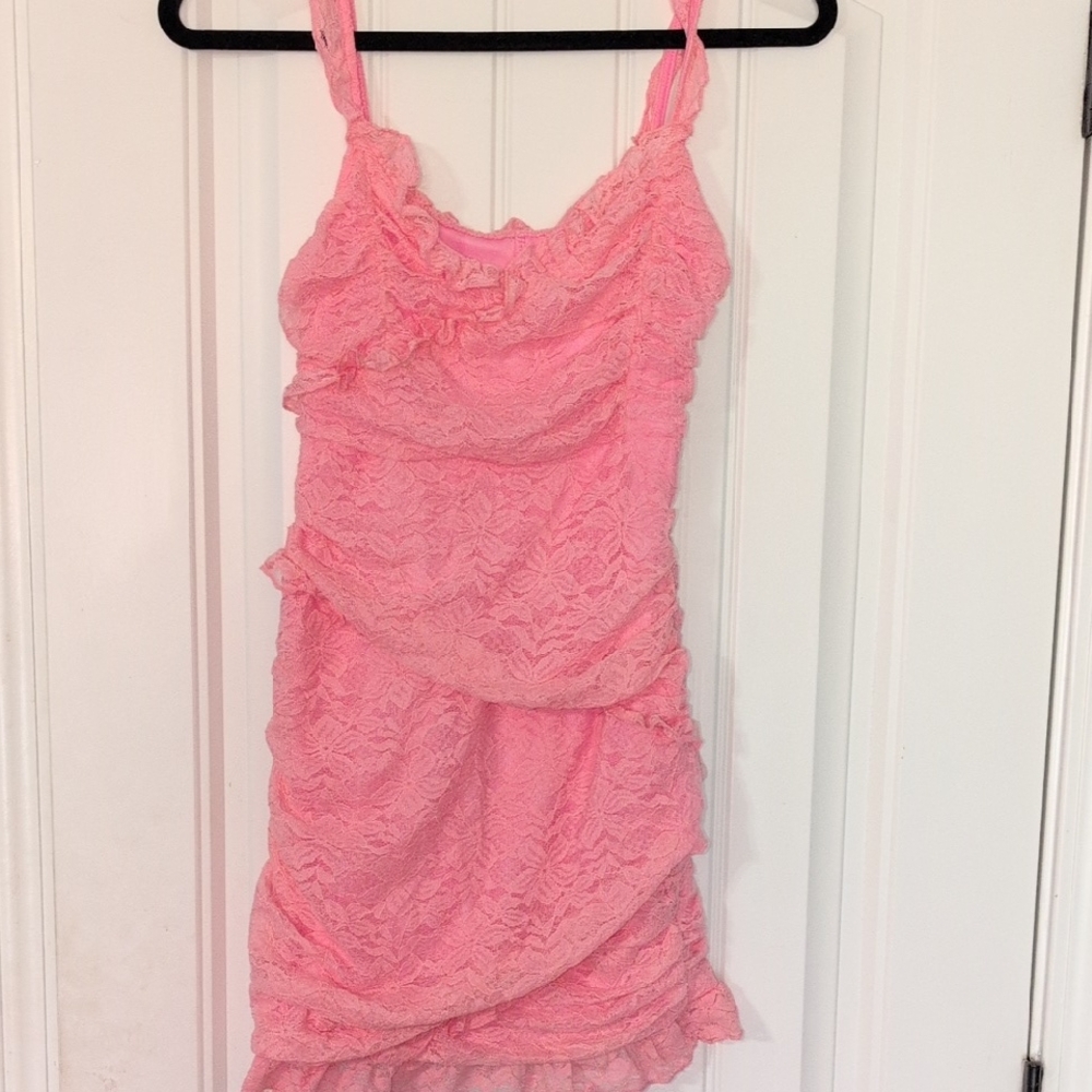 Unk Pink Lace Mini Dress